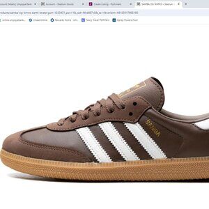 ADIDAS SAMBA OG Earth Strat Gum/White Gold Metallic size 9